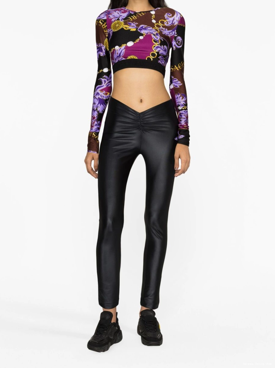 Affordable Barocco Versace Couture top Jeans Women crop print 0705